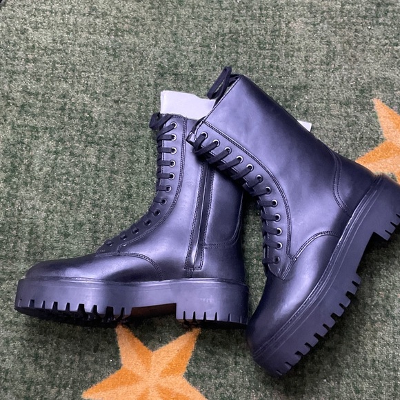 Mango Black Combat & Moto Boots - Picture 2 of 6